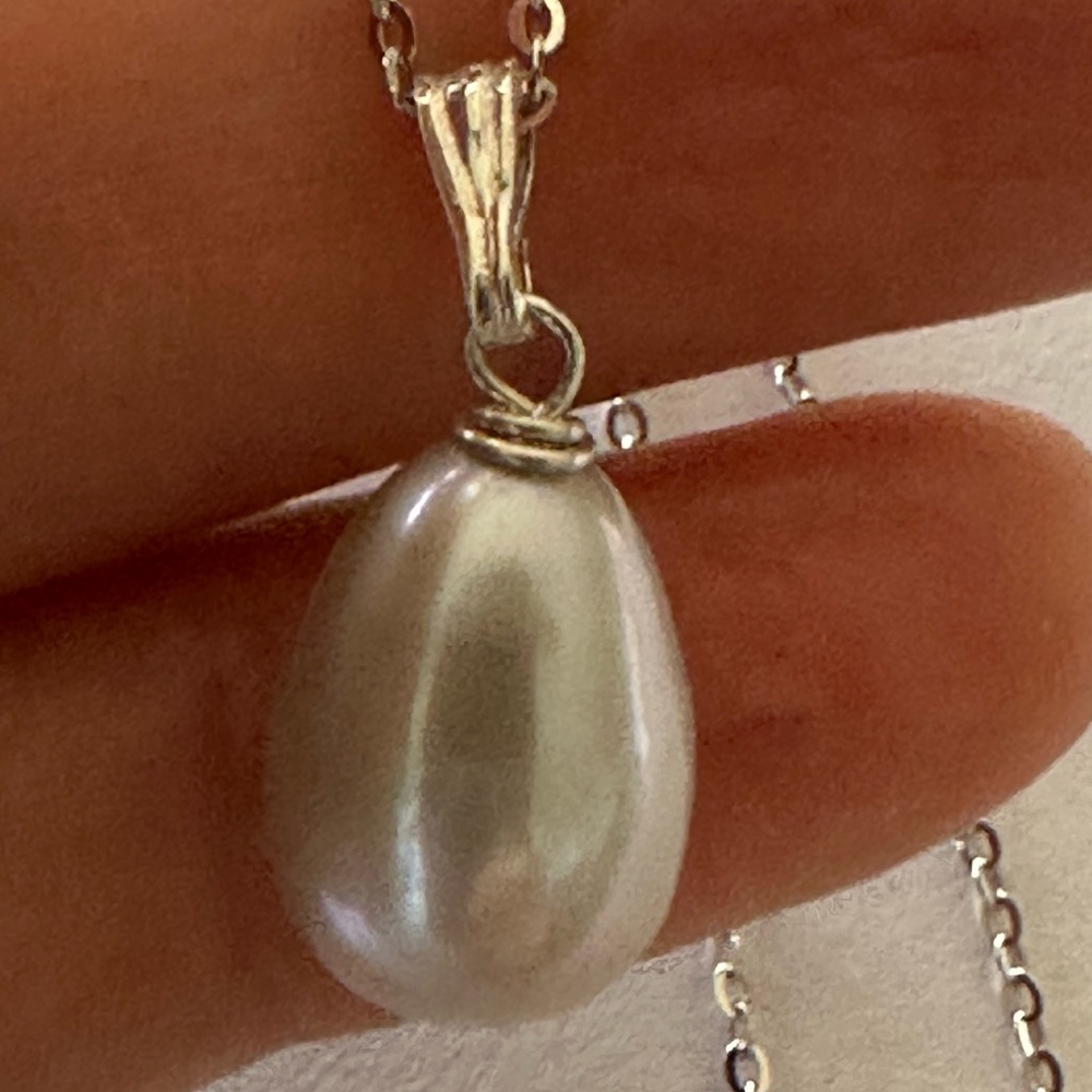🌸 Gray Pearl Solitaire Necklace 🌸 Dainty Silver Pendant 🌿 Everyday Minimalist
